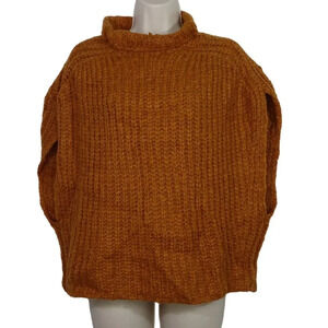 Elan Pullover Brown Mock Neck Knit Sweater Women Size S Acrylic Wool Sleeveless
